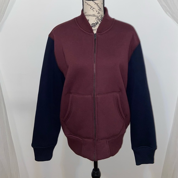 GAP Other - Gap Fleece Lined Maroon & Navy Bomber Jacket